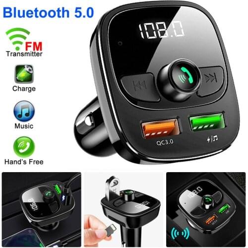 Car Mp3 Bluetooth Player Car Fm Transmitter Handsfree Dual Usb Charger Adapter LED Digital Display Aux Wireless FM Modulator