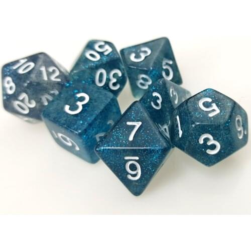 Rollooo Glitter Rpg dice D4 D6 D8 D10 D% D12 and D20 7Pcs/Set