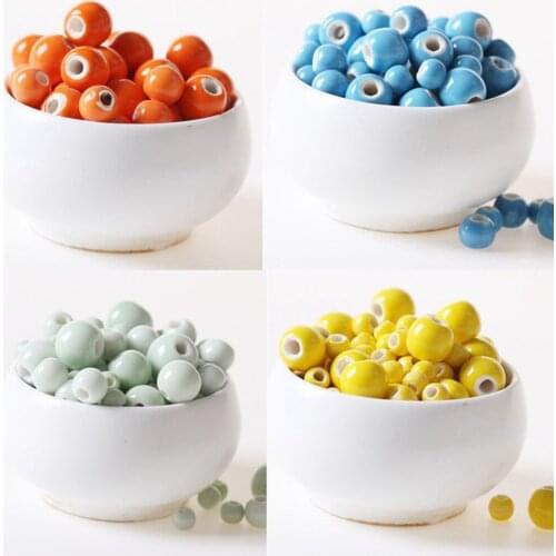 50pcs 8mm Round Ceramic Beads Spacer Bead DIY Loose Beads For Jewelry Making Wholesale Supply