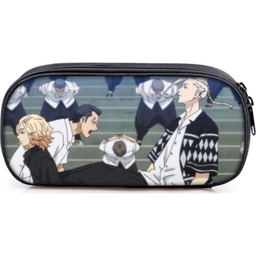 Anime Tokyo Revengers Pencil Case Zip Penbag Nylon Cosmetic Bag Casual Makeupbag Student Women Travel Stationery Bags