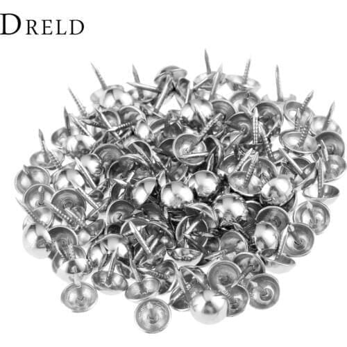 DRELD 100Pcs Silvery Upholstery Nail Tachas Jewelry Gift Case Box Sofa Furniture Decorative Tacks Stud Pushpin Hardware 7x10mm