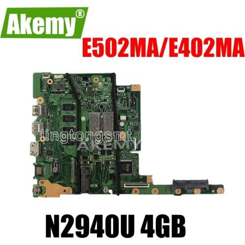 E402MA For Asus E402MA E502MA Laptop motherboard N2940U 4G memory mainboard REV2.0 integrated cpu onboard work 100% Test