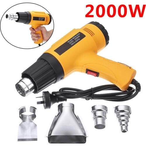 2000W Industrial Electric Hot Air Gun with Four Nozzle Thermoregulator Heat Guns Shrink Wrapping Thermal power tool 220V AU