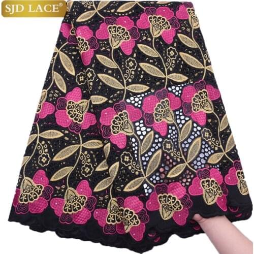 SJD LACE 2021 High Quality African Fabric Mesh Swiss Voile Fabric 100% Cotton Nigeria Fabric For Women Wedding Party Dress A1813