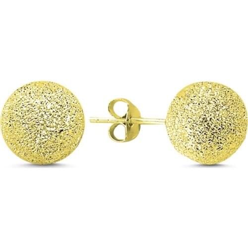 KUTAYDAN 10mm Laser Ball Earrings 925 Sterling Silver