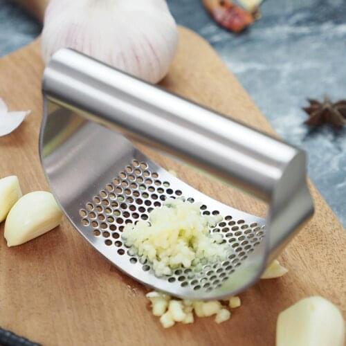 Multi-function Stainless Manual Garlic Presser Curved Garlic Grinding Slicer Chopper Tools Curve Fruit Vegetable Tools Kitchen