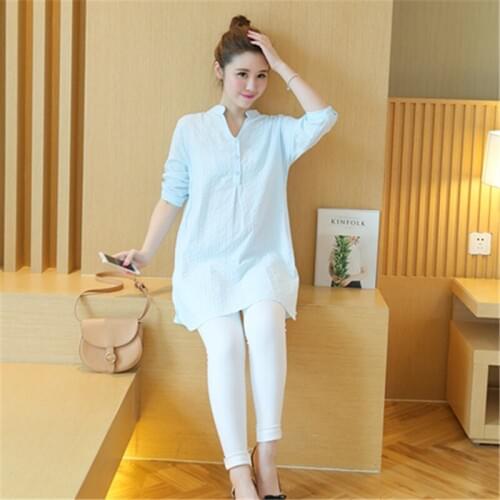 Fashion Pregnant clothes for Pregnancy Long shirts spring summer thin long sleeved maternity shirt dress plus size solid color