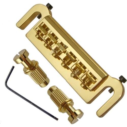A Set Of Gold Wraparound 6 Adjustable Saddle Bridge Tailpiece for Electric Guitar Accessories Parts Musical Instrument