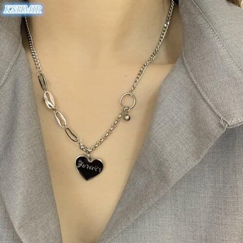 Temperament black love letter necklace female INS simple chain splicing collarbone chain 2021 new choker chain wholesale
