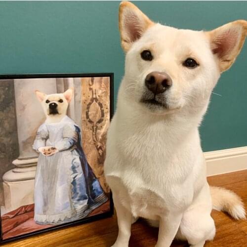 Retro Style Custom Pet Portrait Picture Pet Custom Canvas Painting Animals Creative Prints with Frame Home Wall Art Decoration