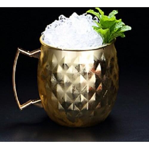 Durable 500ml Stainless Steel Flared Hammered Mug Beer Cocktail Smoothie Cold Drink Cup Rose Gold Mule Cup Drinkware