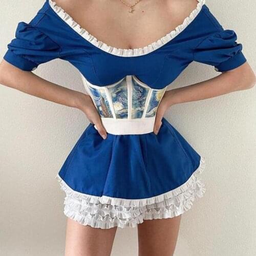 Creative Oil Painting Waist Corset Belt Women Elegant Underbust Body Shaper Female Elegant Corset Sexy Crop Top Bustier Vintage