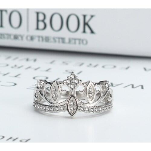 Europe & American creative Hollow out ring 925 silver crown CZ ring 2020 women DIY jewelry Valentines Day gift free shipping hot