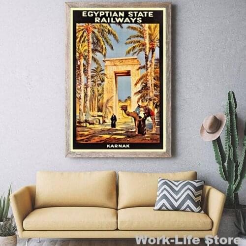 Vintage Karnak Egypt Travel Poster ,Egyptian State Railways Retro Canvas Painting Print Egypt Wall Art Picture Living Room Decor