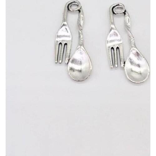 High quality vintage 8 pcs Spoon fork charms fit DIY handmade necklace earring bracelet charms Jewelry Making accessories