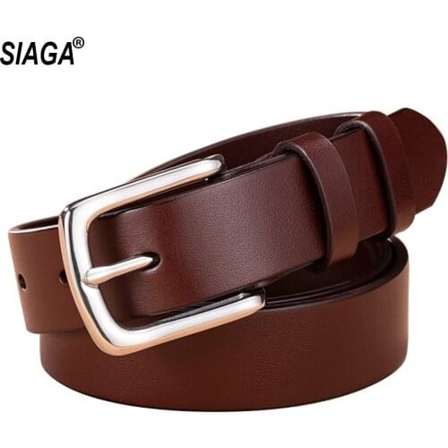 2021 Top Quality Stainless Steel Buckle Pure Cowhide Leather Ladies Belts Female Accessories 95-115cm Length 2.8cm Width NSG982