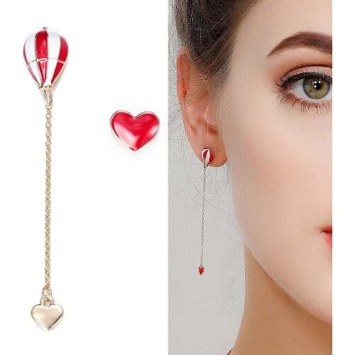 Meyfflin Korean Hot Air Ballon Long Earrings for Women 2020 Asymmetric Tiny Small Heart Danlge Earring Fashion Jewelry Brincos