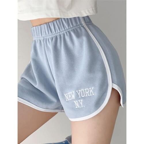 WOMENGAGA new Summer contrast letter embroidery loose female Elastic waist casual all-match split shorts feminino UYGV