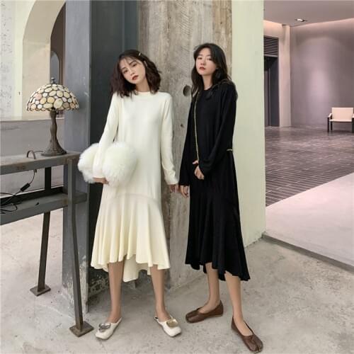 Women Long Sweater Dress Sweater Women Winter 2021 Knitted Fishtail Plus Size Maxi Dresses