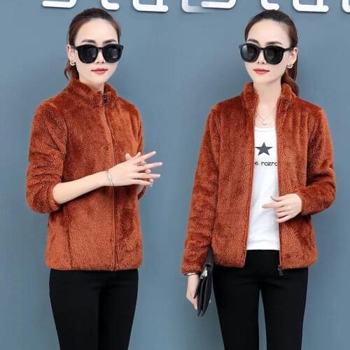 Winter Plus Size 4XL Jacket Womens Coat Plus Celvet Thick Double-Sided Villus Short Cotton Jacket 2021 Sweater Outwear Female