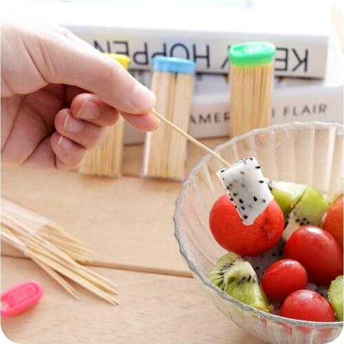 1 Box Natural Bamboo Toothpicks High-quality Bamboo Environmentally Friendly Household Supplies Tools Random Colors