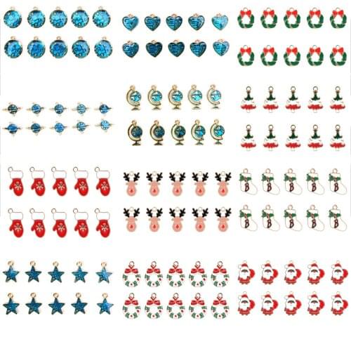 10Pcs/set Metal Enamel Charms Christmas Pendants Ornaments Beads For Bracelet Earrings Jewelry Making Xmas Decoration Kids Gift