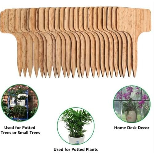 100pcs/lot Bamboo Plant Labels for Outdoor Garden Tags Waterproof , 2.36x4 inches T-Type Wooden Markers for Flower, Vegetable