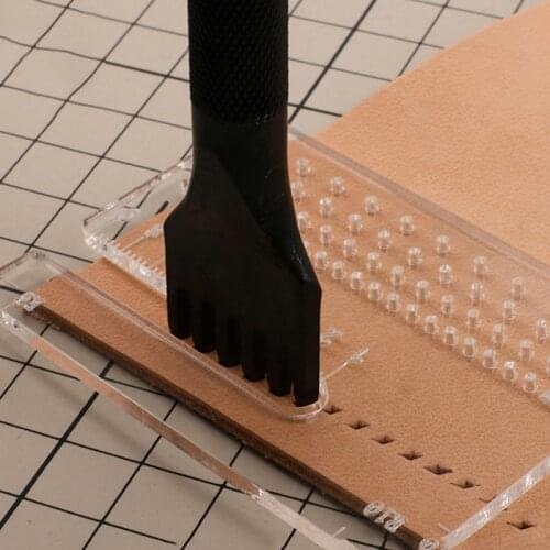 1pc With scale Acrylic Plate DIY Hand Perforated Round Stitching Punch Tools For Helping Leather Hole Punch