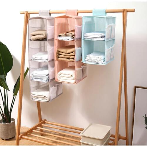 2/3/4Layers Clothes Hanging Drawer Box Underwear Sorting Storage Bags Wall Wardrobe Closet Organizer Shoe Shelves Organizadores
