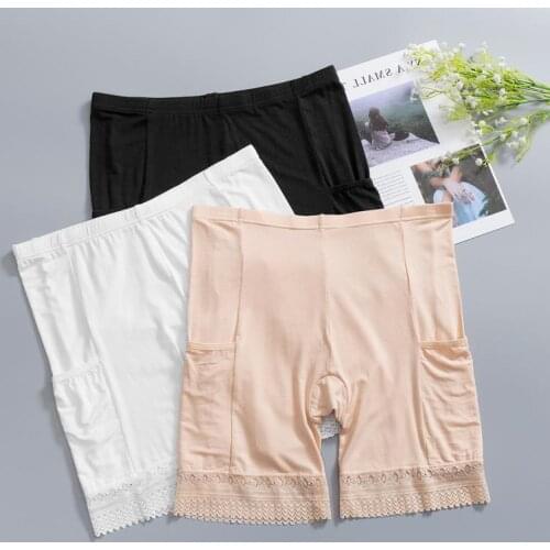 2019 Safety Shorts Pant Plus Size Safety Pants boxer Short Under Skirt With Pockets Safety Shorts Under Skirt Thigh Chafing Lace