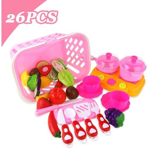 26Pcs Set Kids Miniature Kitchen Toy Plastic Fruit Vegetable Food Cutting Pretend Play Toys Early Educational Children Toys ]