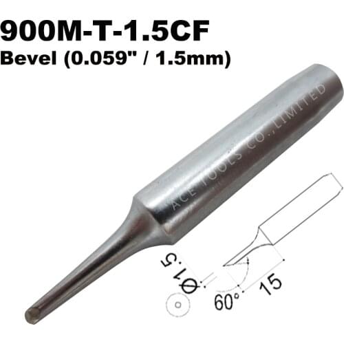 5 PCS Soldering Tip 900M-T-1.5CF Bevel 1.5mm for Hakko 936 907 Milwaukee M12SI-0 Radio Shack 64-053 Yihua 936 X-Tronics 3020 Bit