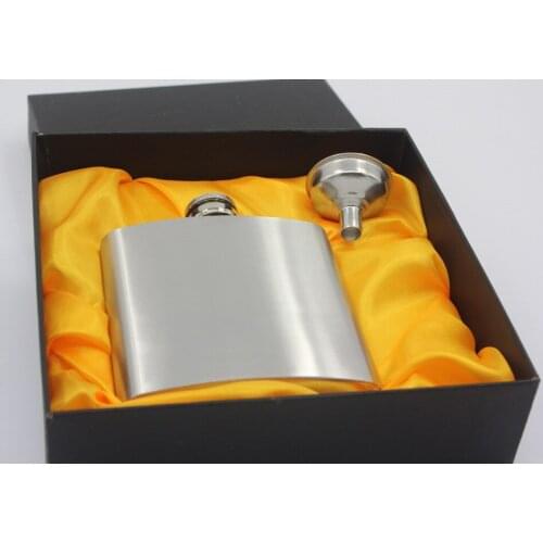 50sets/lot Free Shipping Stainless Steel 6oz Liquor Alcohol Party Drink Hip Flask + Funnel
