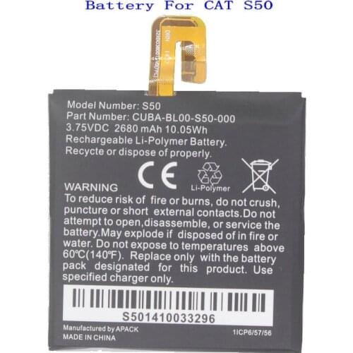 1x 2680mAh 10.05Wh Repalcement Battery For CATS50 S50 Bateria Batterij Batteries