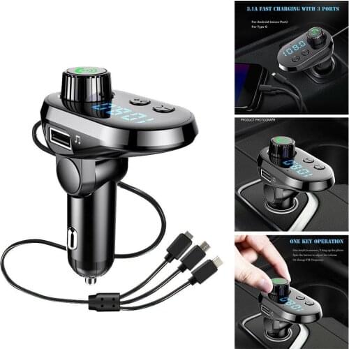 Car Kit USB Car Charger Wireless in-Car Bluetooth FM Styling Radio Adapter Car Audio Smartphones Players For All Transmitte J1A5