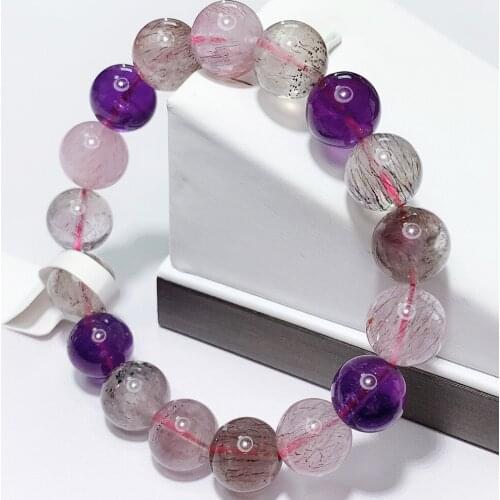 Baceda Clean minds Get powerful Energy transhipment 6mm 10mm Super Seven Bracelet 100% Natural With Certificate Gift Box Package