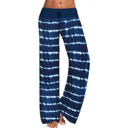 Wide-leg Pants Women Clothing Fashion Women Pants Loose Tie-dye Printed Sports Jogger Drawstring Casual Pants