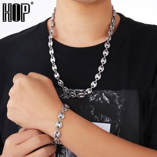 11MM Stainless Steel Coffee Beans Link Chain Necklace Fashion Necklaces Hip Hop Jewelry