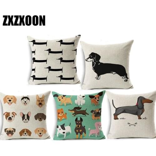Decorative Throw Pillows Case Dachshund Dog Animals Pets Polyester Cushion Cover for Sofa Home Car Living Room Decoration