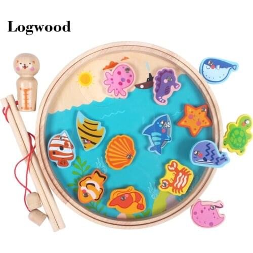 Wooden Magnetic Childrens Fishing Toy Set Simulation Real Life Simulation Outdoor Fishing Early Education Puzzle Toys