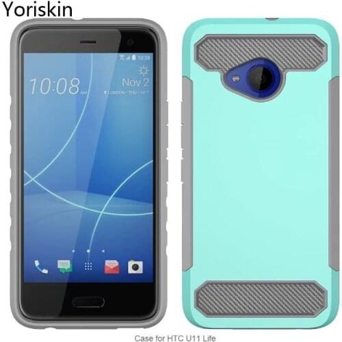 Dual Layer Armor Case For HTC U11 Life Heavy Duty Shockproof Phone Cover Case For HTC U11 Life With Carbon Fiber Protective Case