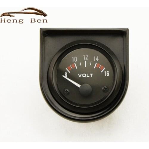 HB 2" 52mm Universal Car Black Analog Pointer Voltage Volts Meter Gauge 8-16V White LED Light