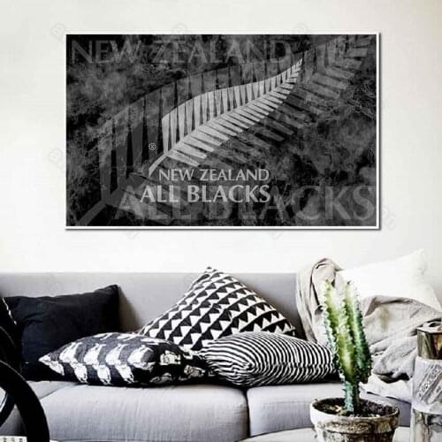 Canvas Painting Poster Print Balck Leaves with Abstract New Zealand Scenery for Living Rooms Bedroom Gallery Wall Decoration