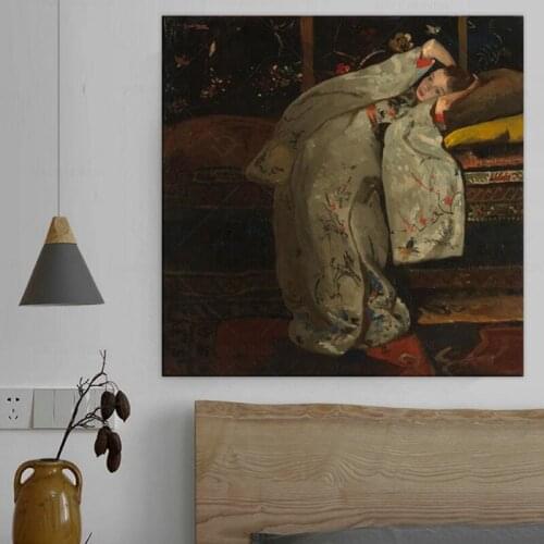 Girl In A White Kimono Wall Art Canvas Paintings By George Hendrik Breitner Reproductions Cuadros Pictures For Living Room Decor