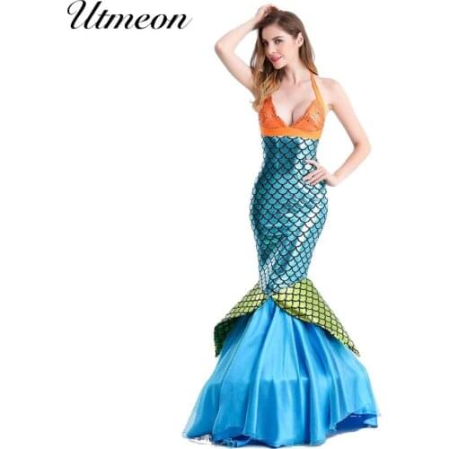 Halloween Costumes For Womens Mermaid Tail Adult Cosplay Costumes Sexy Adults Mermaid Party Dress