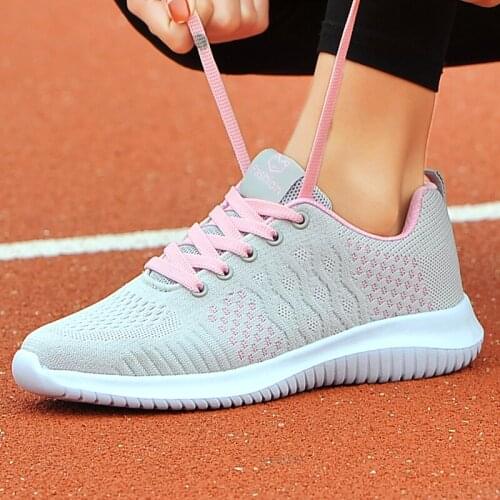 Women Casual Fashion Flat Shoes Breathable Walking Mesh Lace Up Sneakers 2020 Pink Black White Cinderella Shoes for Women