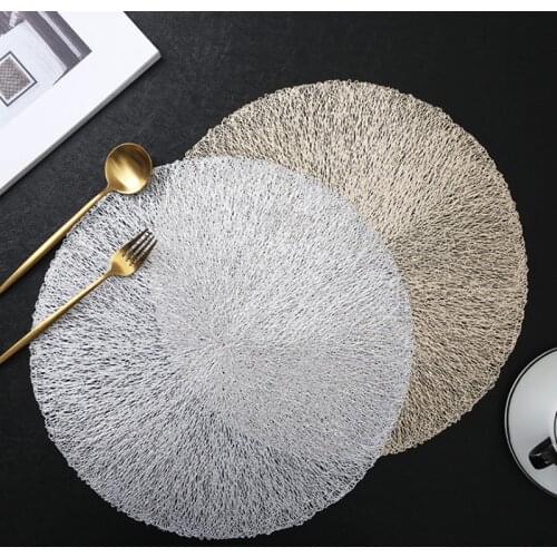 Round PVC Hollow Placemats Hotel Restaurant Steak Plate Pad Dining Anti-hot Table Line Mat Insulation Coaster Pads Kitchen Deco