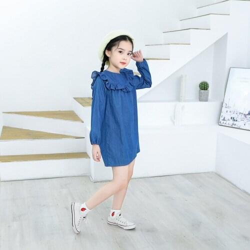 Summer Wear Girl Thin Casual Childrens Clothing Cotton Denim Dress Children Princess Dress Korean For 10 Year Old Girl