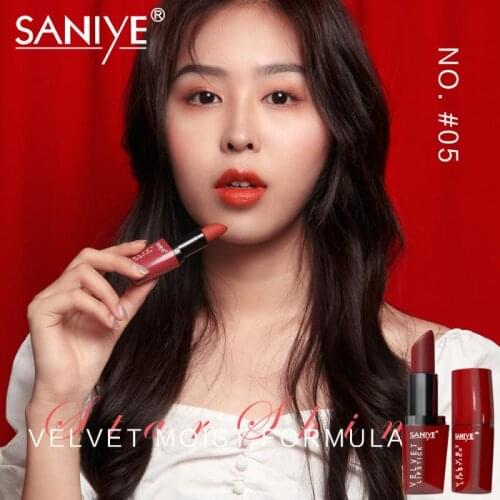 SANIYE Matte Lipstick Velvet Sweatproof Lip Tint Cream Stain High Quality Permanent Beauty Female Korean Makeup Cosmetic TSLM