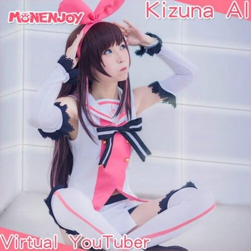 Monenjoy Virtual YouTuber Kizuna AI Cosplay Costume A.I.Channel Cos Sets